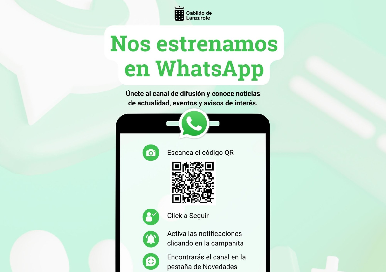 El Cabildo de Lanzarote abre un nuevo canal de información para la ciudadanía a través de WhatsApp