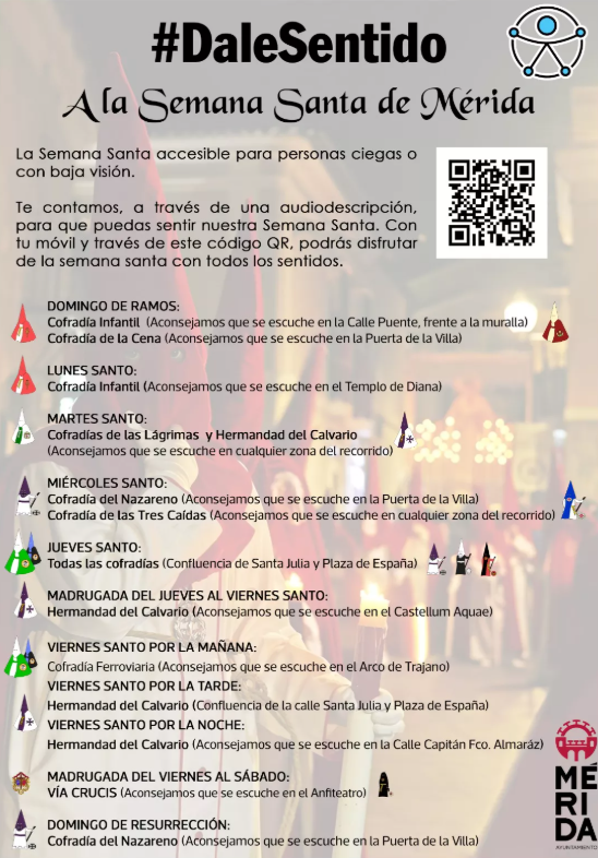 La accesibilidad vuelve a ser una de las claves para la celebración de la Semana Santa con programa en Lectura Fácil, las audio descripciones “Dale sentido a la Semana Santa” y espacio para personas con movilidad reducida