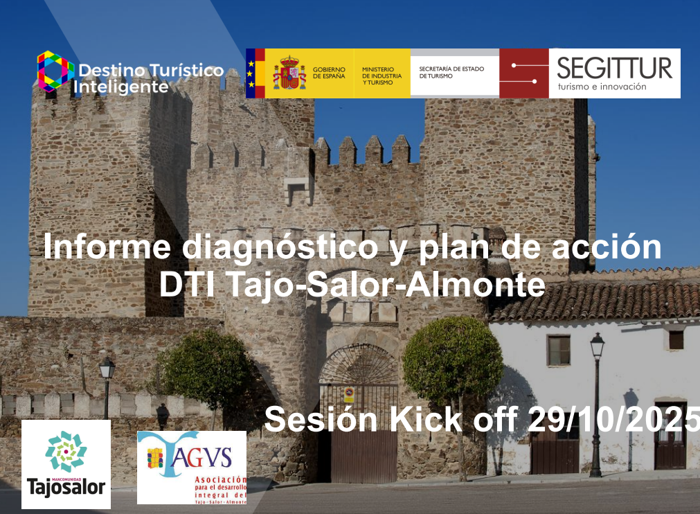 La Comarca Tajo-Salor-Almonte comienza con los trabajos asociados al proceso de diagnóstico Destino Turístico Inteligente con el apoyo de SEGITTUR. Este proceso está financiado por Diputación de Cáceres en el marco del PRTR- NextGenerationEU